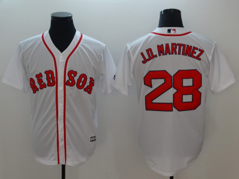 Men's Boston Red Sox #28 J.D. Martinez White Cool Base Stitched MLB Jersey